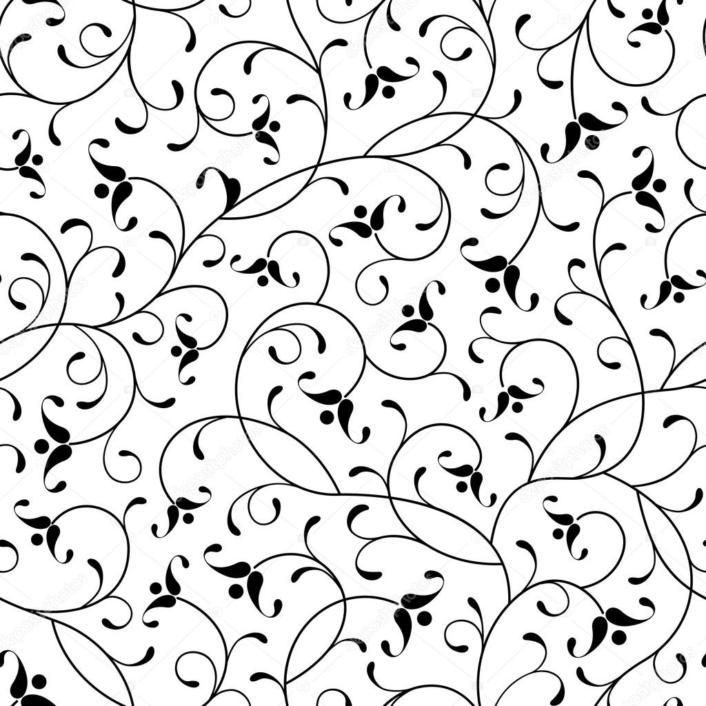 Floral oriental black isolated seamless background
