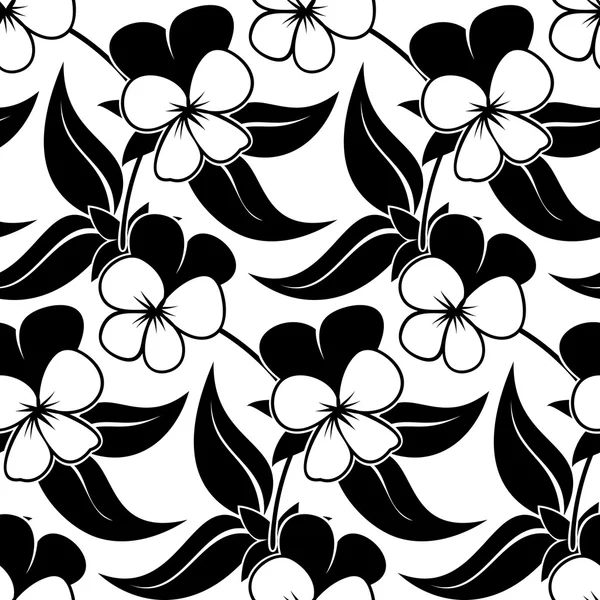 Pansy floral negro aislado sin costuras de fondo — Vector de stock