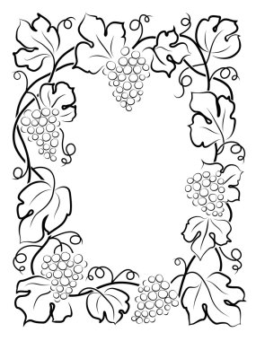 siyah hat çerçeve şarap etiket asma üzüm