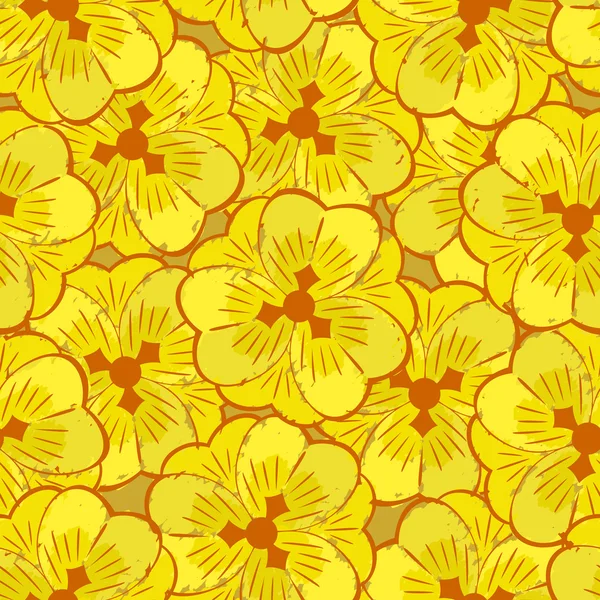 Abstrakte gelbe Blüten nahtloses Muster — Stockvektor