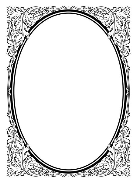 Calligraphy penmanship oval baroque frame black — Stock Vector