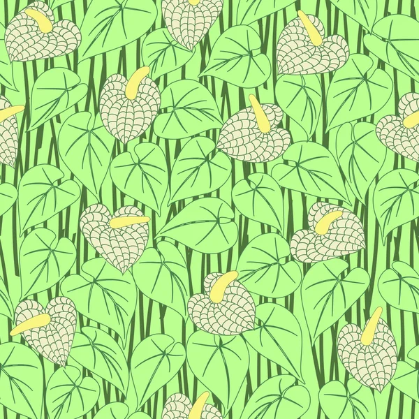 Seamless anturium flower pattern background — Stock Vector