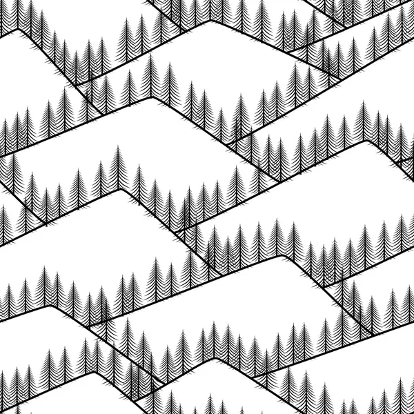 Sömlös abstrakt bergen med fir bakgrund — Stock vektor