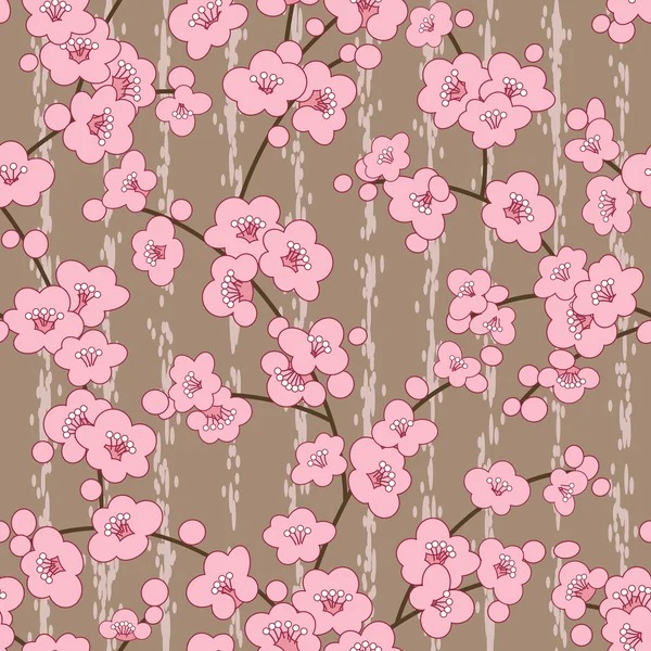 Cerezo sin costura, patrón de flores de flor de sakura — Vector de stock
