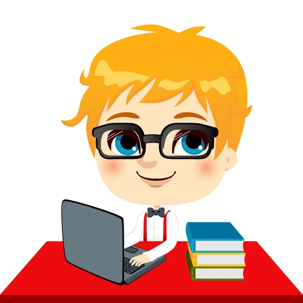 Estudante de Geek Kid — Vetor de Stock