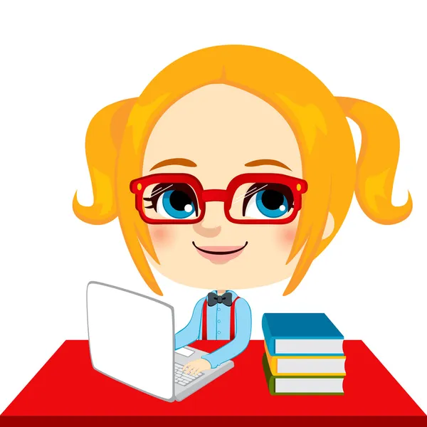 Estudante de Geek Girl — Vetor de Stock