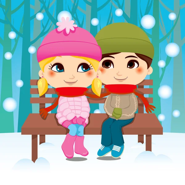 Winter Couple — Stock Vector