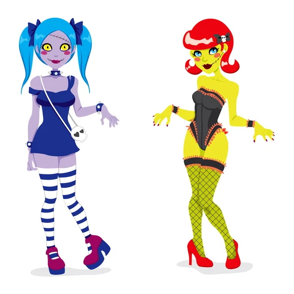 Chicas sexy Zombie — Vector de stock