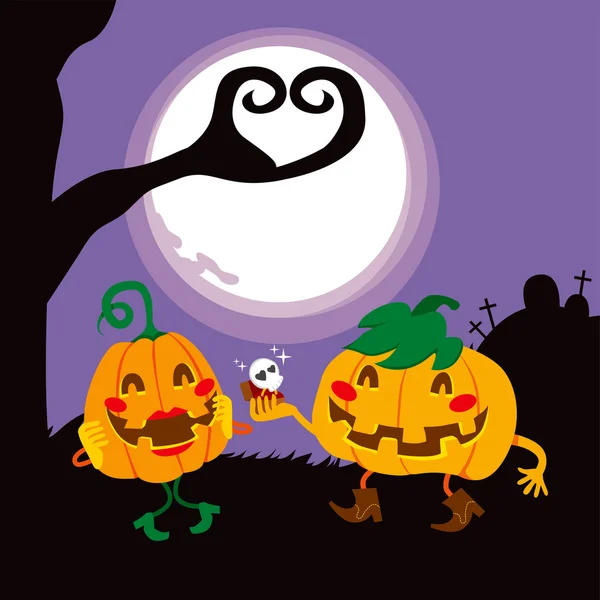 Halloween amantes de la calabaza — Vector de stock