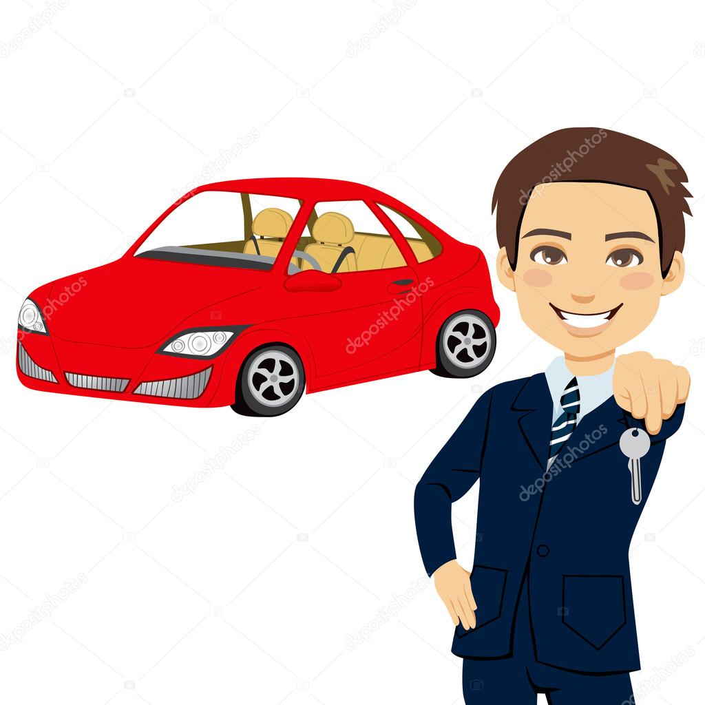 Young Automobile Salesman — Stock Vector © Kakigori 13514408