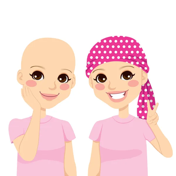 Young Girl With Cancer — Stock Vector