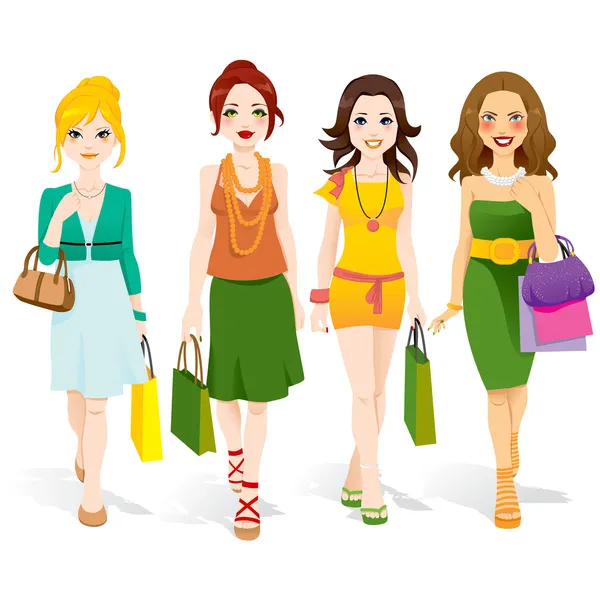 Fashion Girls Walking — Stock Vector