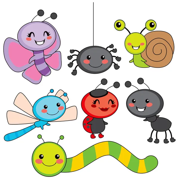 Happy Little Bugs — Stock Vector