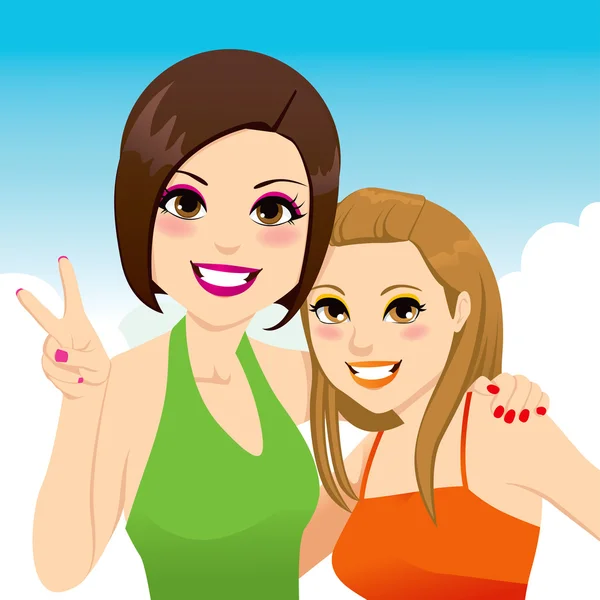 Mejores amigos niñas — Vector de stock