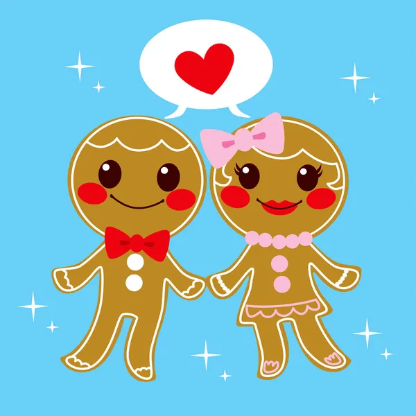 Pareja de pan de jengibre — Vector de stock