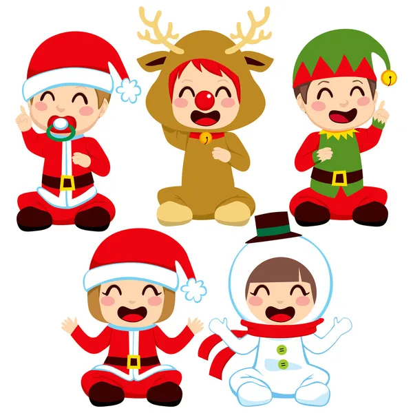 Christmas Baby Costumes — Stock Vector