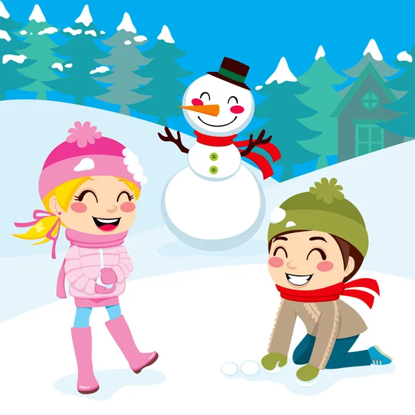 Kids Playing Outdoors — Stock Illustration Kids Playing Outdoors Royalty Free Stock Vectors