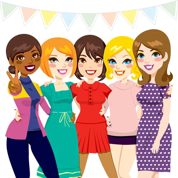 Mulheres amigos festa — Vetor de Stock