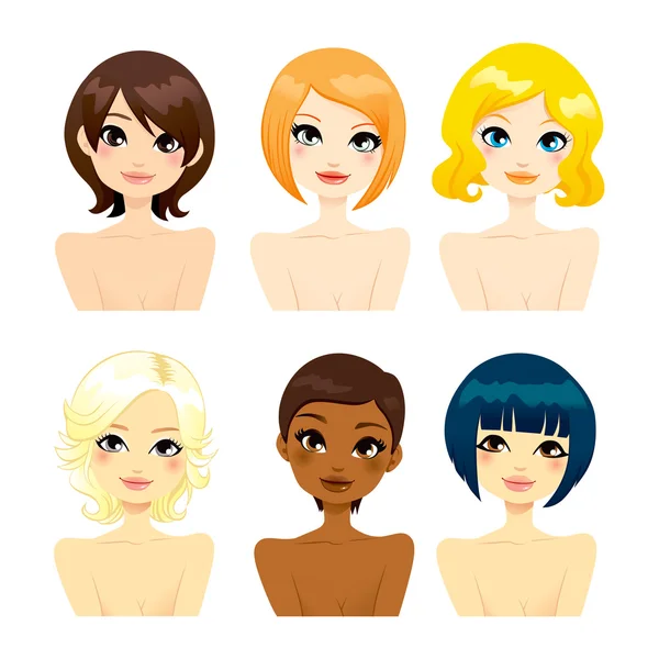 Beautiful Women Short Hair Stock Illustration