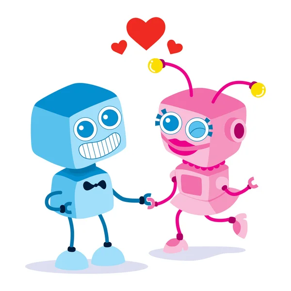 Robot couple amour — Image vectorielle