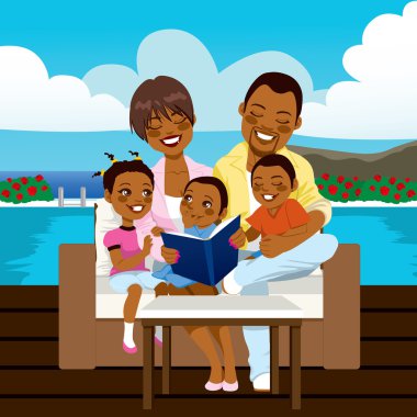 Family Reading Cartoon Free Vector Eps Cdr Ai Svg Vector Illustration Graphic Art