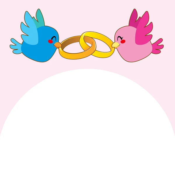 Zásnubní prstýnky růžový pták — Stockový vektor