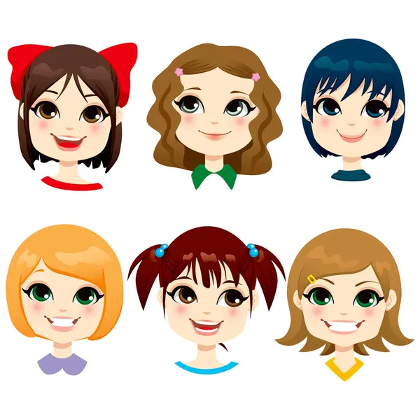 Little Girl Hairstyles Stock Illustration