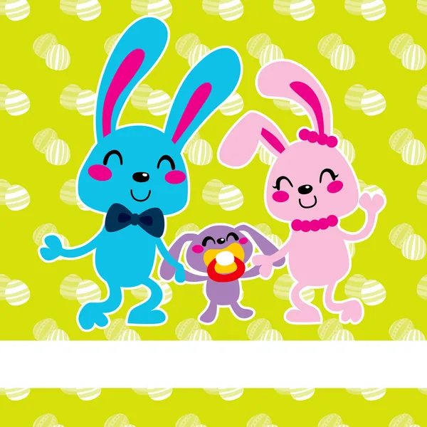 复活节兔子家庭幸福 — 图库矢量图片