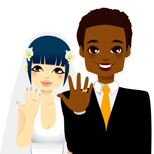 Anéis de casal recém-casados — Vetor de Stock
