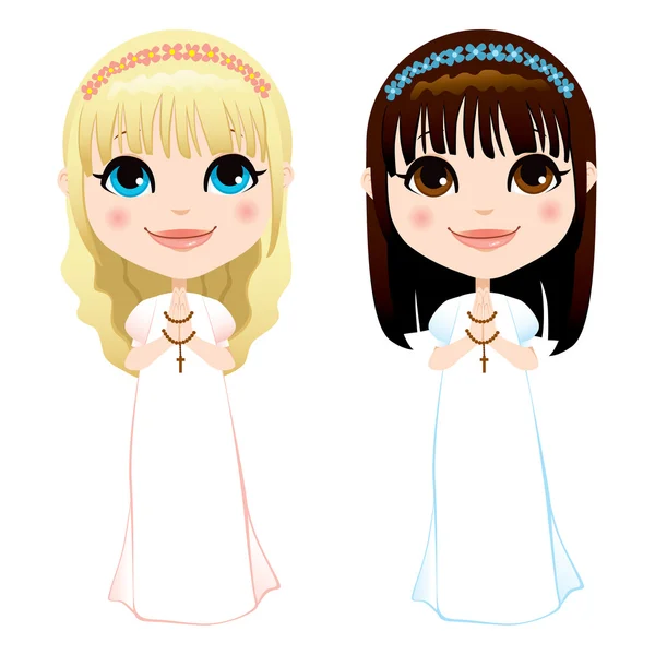 First Communion Girls — Stock Vector