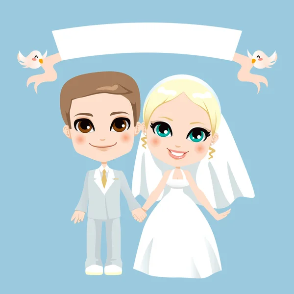 白いカップル結婚式 — ストックベクタ