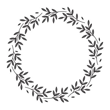 Grafik şeklinde elle çizilmiş yuvarlak çiçek çerçevesi.