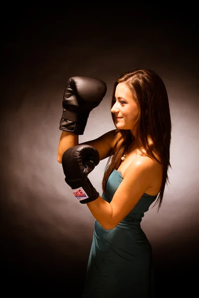 Elegant young women in boxing gloves — Stock Photo, Image