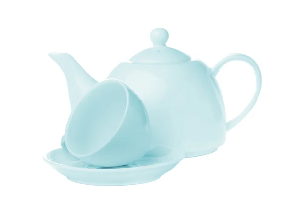 Taza de té con tetera aislada — Foto de Stock