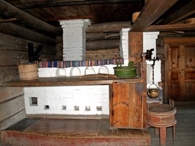 oude Russische land log hut
