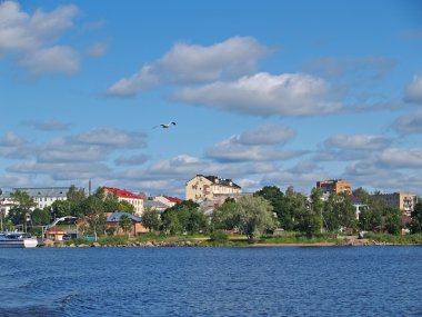 Karelya. sortavala ladoga Gölü üzerinden şehir görüntüsü