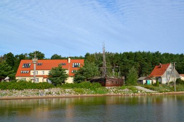 curonian koy, kalini yerleşim balıkçılık görünümü