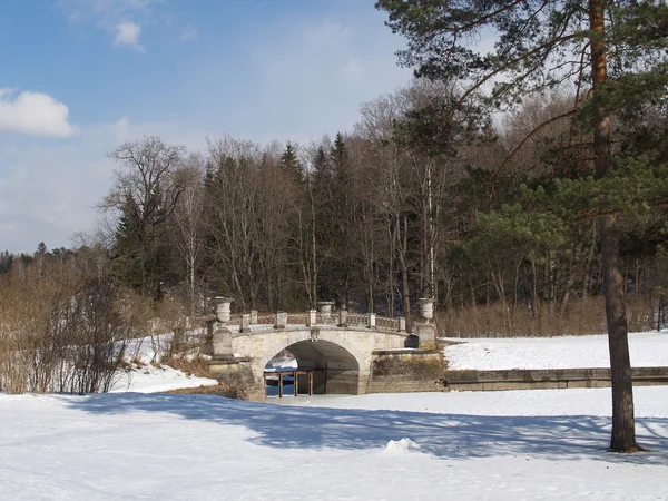 Pavlovsk. Viskontiyev Bridge through the river the Slavyanka — Stock Photo, Image