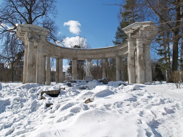 Pavlovsk. Apollo's colonnade in winter park — Stock Photo, Image