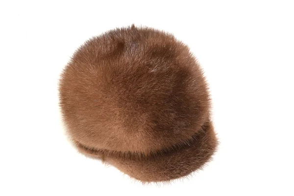 Brown mink cap on a white background — Stock Photo, Image