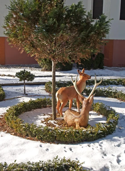 Dos ciervos, escultura de jardín — Foto de Stock