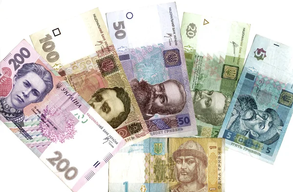 Украинские бумажные деньги на белом фоне — стоковое фото