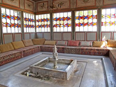 Interior of a summer arbor in the Hansky palace. Bakhchisarai, C clipart