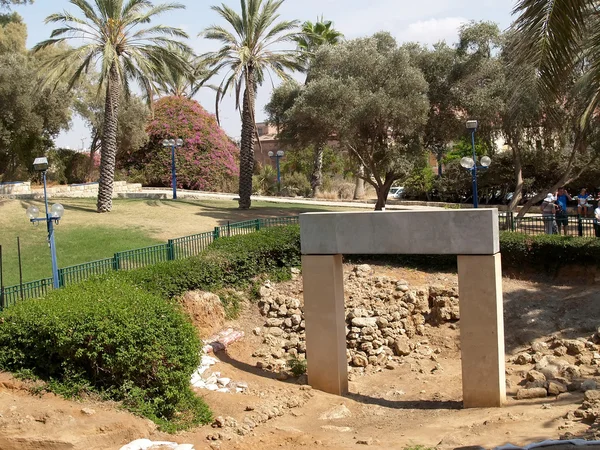 Escavação, portão dos tempos do Faraó Ramsés II. Yaffo, Isr. — Fotografia de Stock