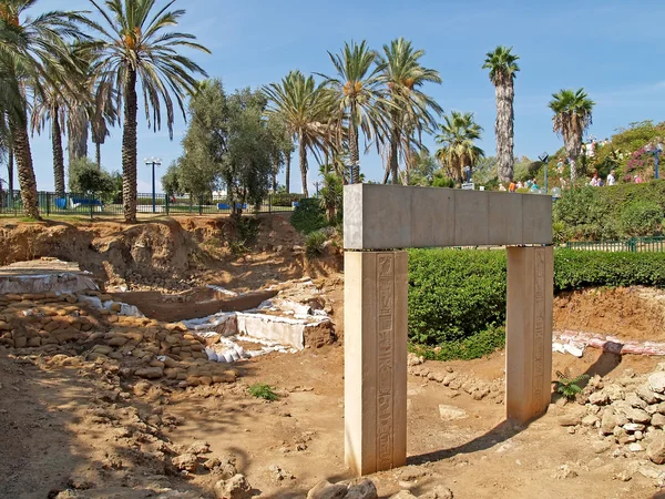 Escavação, portão dos tempos do Faraó Ramsés II. Yaffo, Isr. — Fotografia de Stock