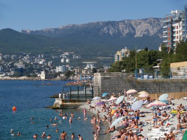 Kırım. plaj ve Karadeniz kıyılarında yalta