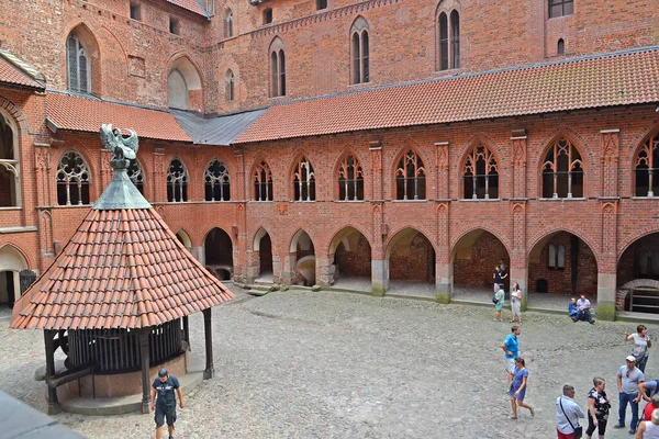 Malbork Poland August 2018 Courtyard Well Territory High Knight Castle — Stock Photo, Image