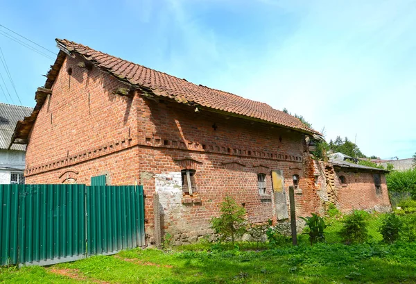 Vecchio Capannone Mattoni Costruzione Tedesca Villaggio Slavinsk Regione Kaliningrad — Foto Stock