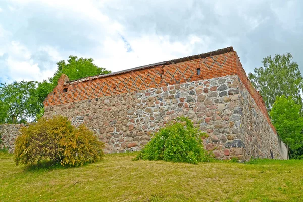 Hörnfragment Friedlands Fästningsmur 1400 Talet Pravdinsk Kaliningradregionen — Stockfoto
