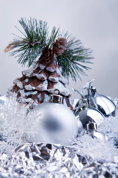 Silver Christmas toys — Stock Photo, Image